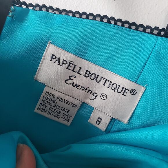 Vintage Adrianna Papell Evening Dress Womens 8 Teal Purple Satin Maxi Formal 90s - Picture 10 of 14